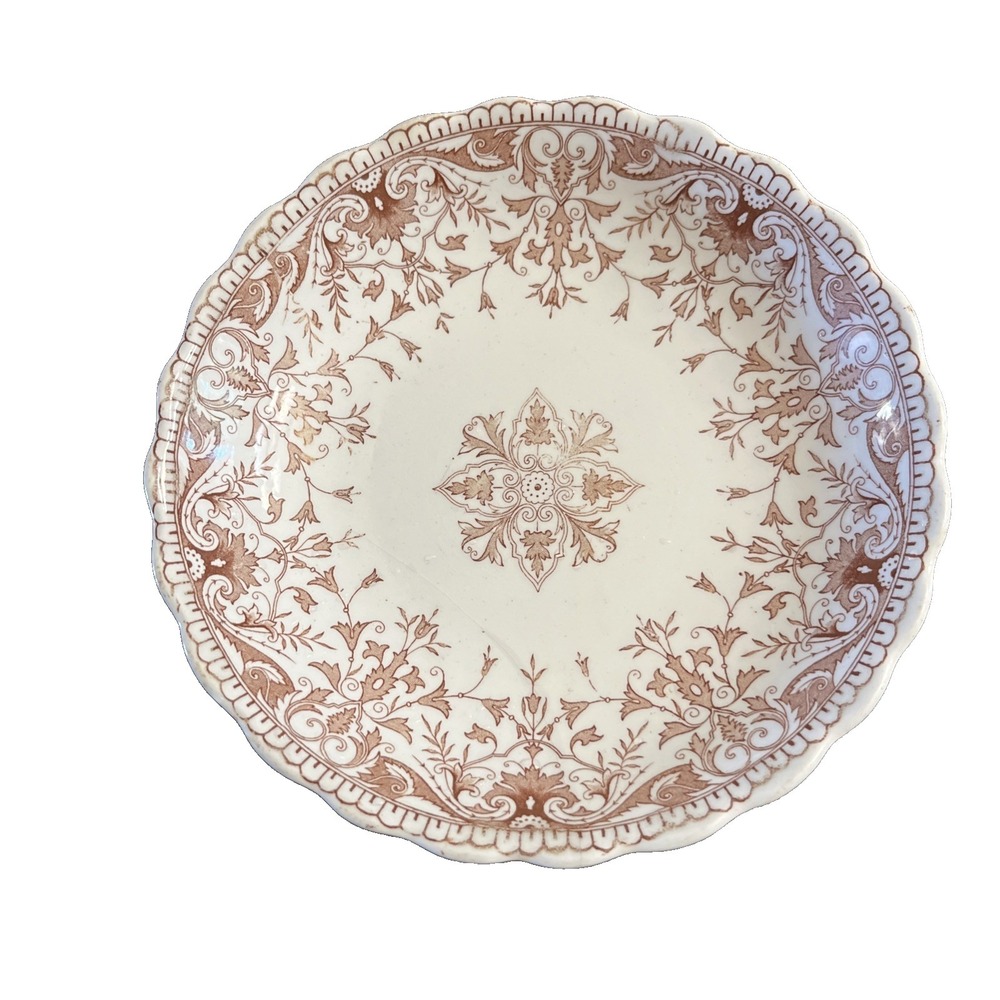 T&R Boote‎ Saucer 6in Brown Tournay Victorian Floral Ironstone England